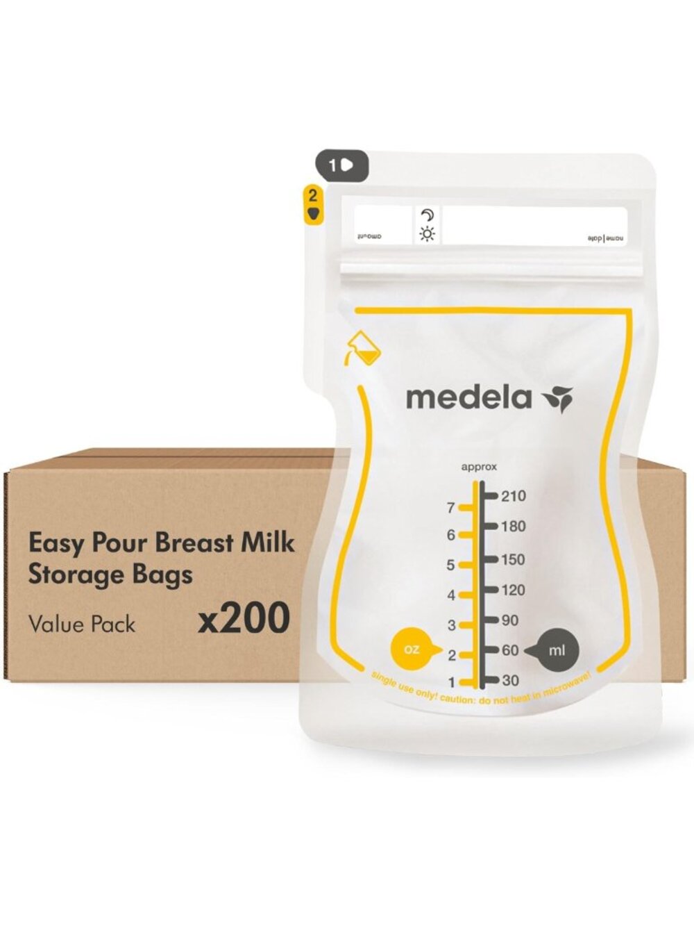 200 Count Breastmilk Storage Bags - 7oz Leakproof, Fast Freeze, BPA Free